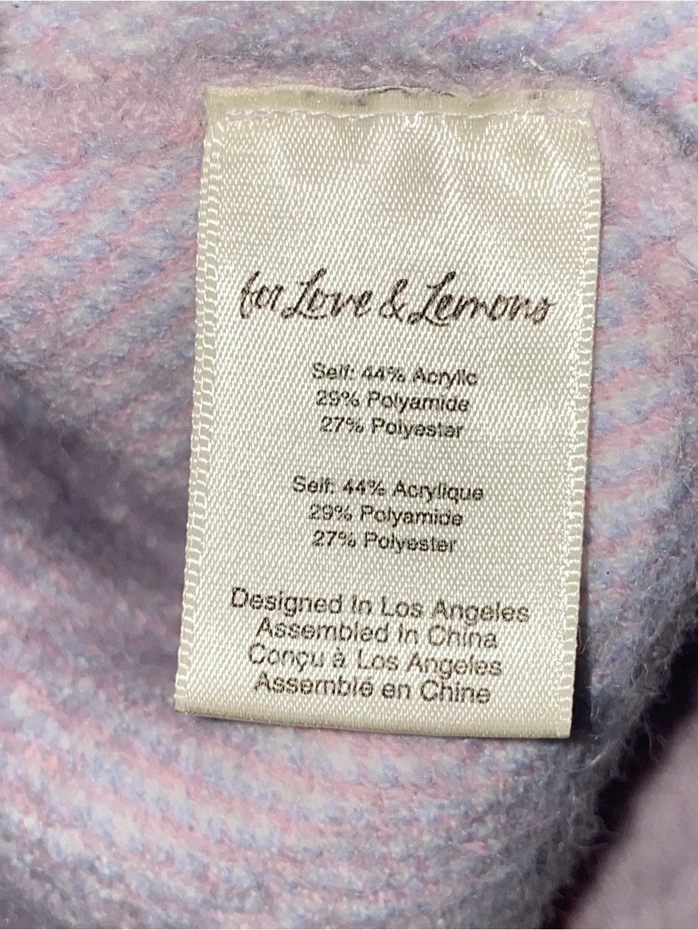 For Love & Lemons Lavender Floral Cropped Cardigan -‎ Pastel Knit Sweater - XS